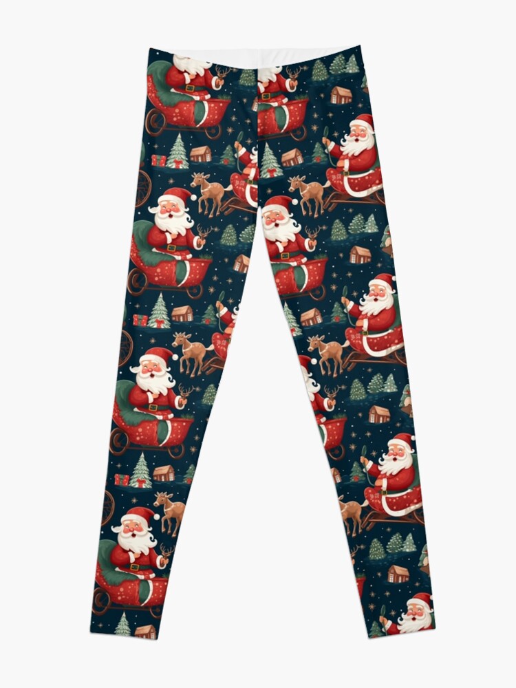 Discover Santa Claus & Reindeer christmas pattern2, Seamless | Leggings