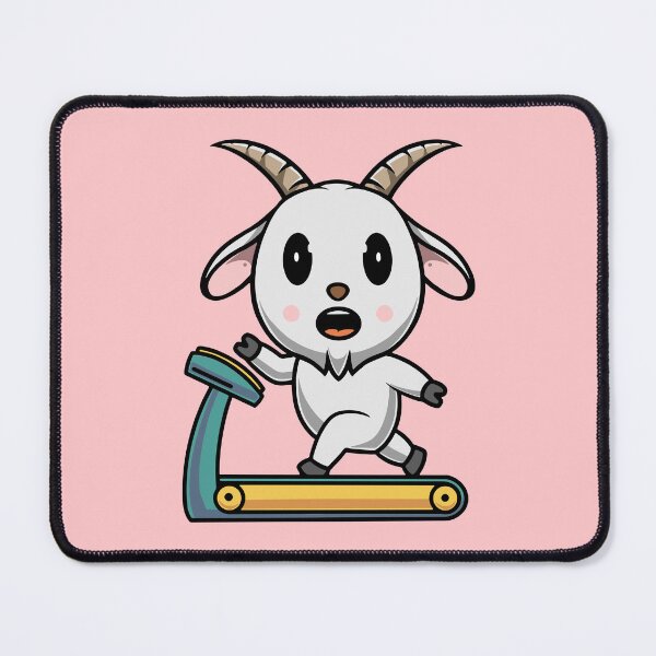 Item preview, Cute goat on treadmill cartoon illustration designed and sold by cubbone.