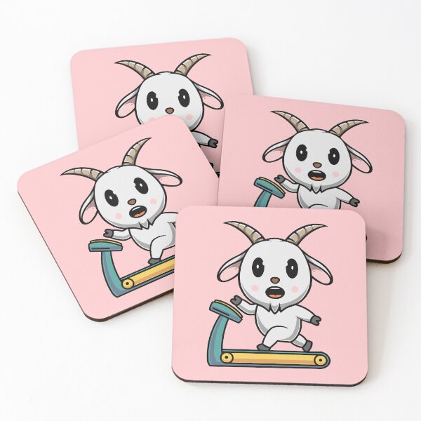 Item preview, Cute goat on treadmill cartoon illustration designed and sold by cubbone.