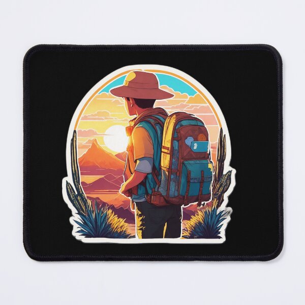 Item preview, Backpacker Looking at Sunset Over Desert designed and sold by Ridiculam Toga.