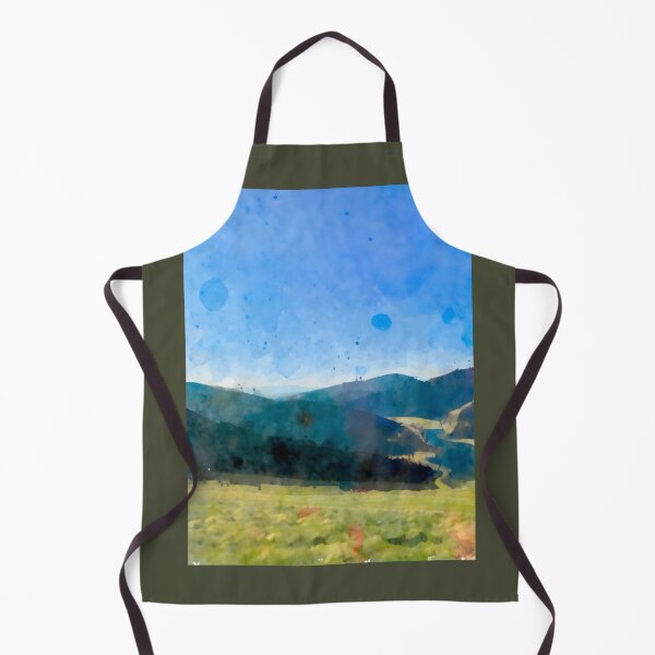 Item preview, Watercolor mountains with river and blue sky designed and sold by Kate1art.