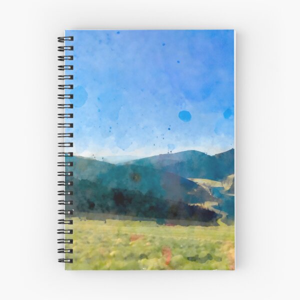 Item preview, Watercolor mountains with river and blue sky  designed and sold by Kate1art.