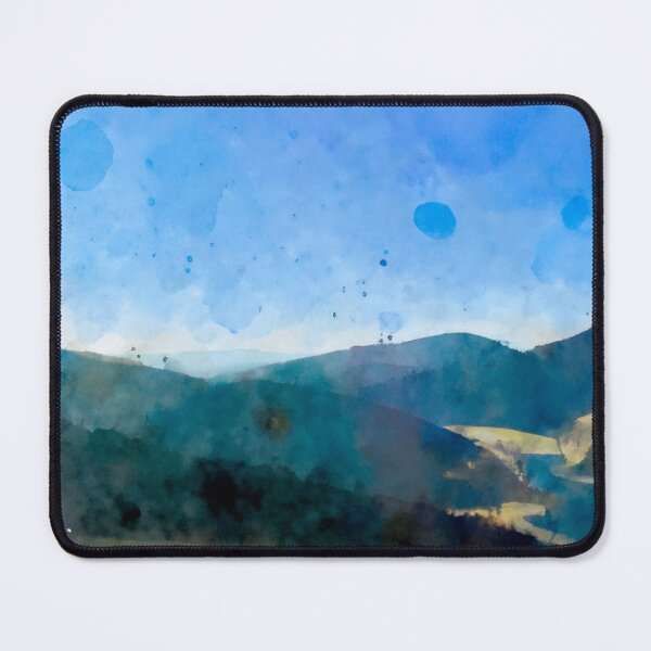 Item preview, Watercolor mountains with river and blue sky  designed and sold by Kate1art.