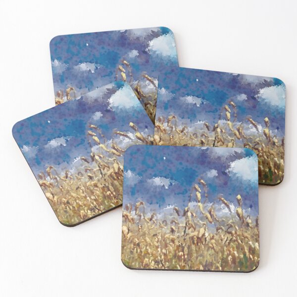 Item preview, Golden oat field with sky watercolor print  designed and sold by Kate1art.