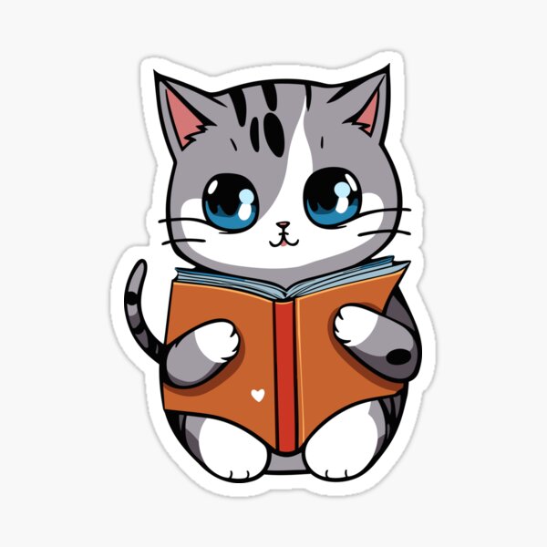 Kawaii Cat Reading A Book - Dibujo De Gato Kawaii Leyendo - Free