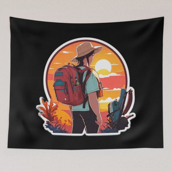 Item preview, Backpacker Woman Looking at Sunset Over Desert designed and sold by Ridiculam Toga.
