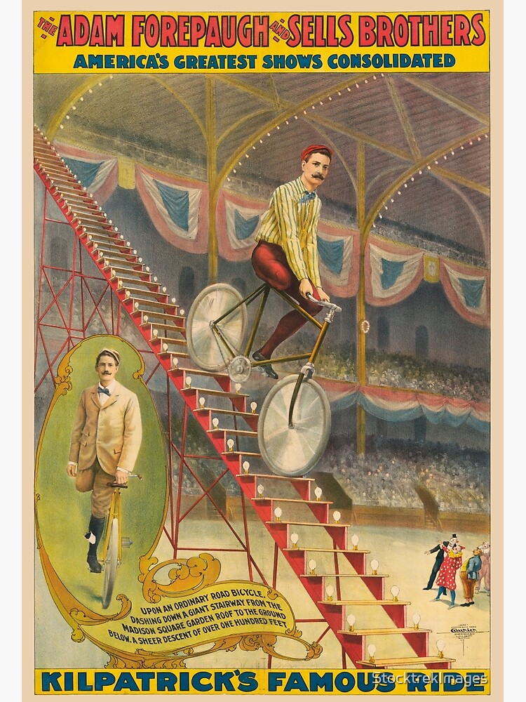 STK501845A-Vintage circus poster showing amputee on bicycle. | Poster