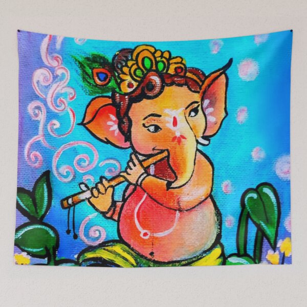 Item preview, Ganesha with flute  designed and sold by VishwaPrasiddh.