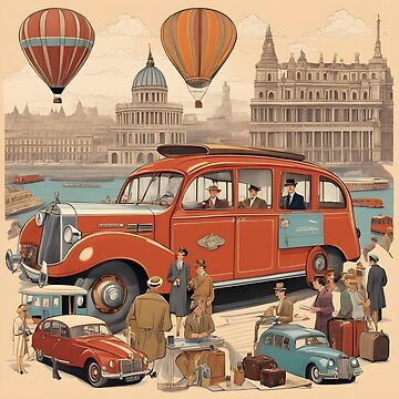 Reise in die 1940er Jahre mit einem roten Auto | Sticker