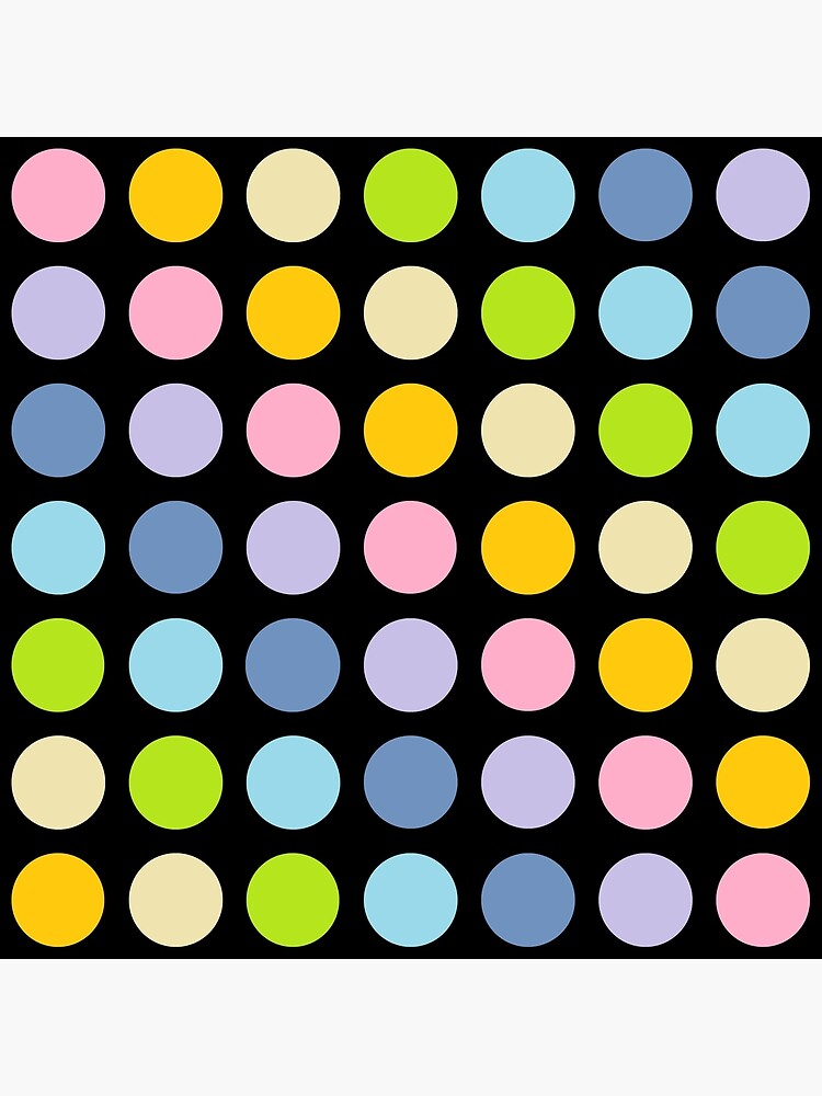 Pastel Rainbow Polka Dots Black | Art Board Print