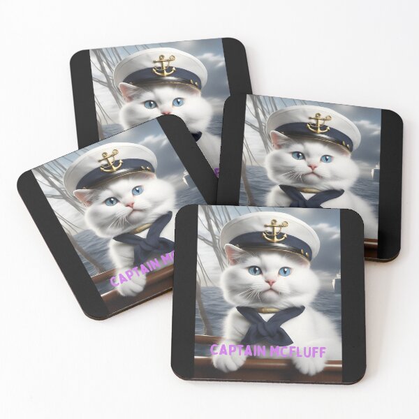 Item preview, captain mcfluff cat ship captain funny memes designed and sold by CuteCatsCoffee.