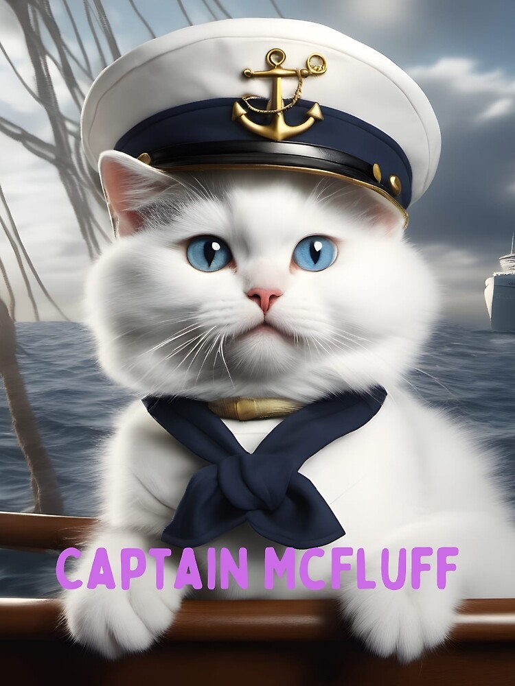 capitán mcfluff gatos capitán de barco graciosas memes | Póster
