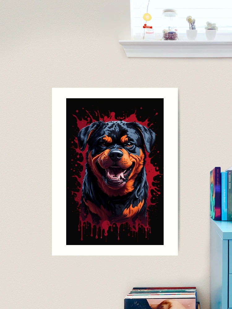 Dog Rottweiler in a rockabilly aesthetic Tapestry for Sale by iBruster