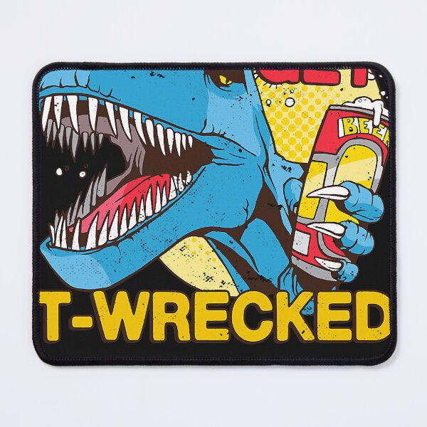 Item preview, Let's get t-wrecked - funny beer drinking trex dinosaur beer designed and sold by ScottRuiz.