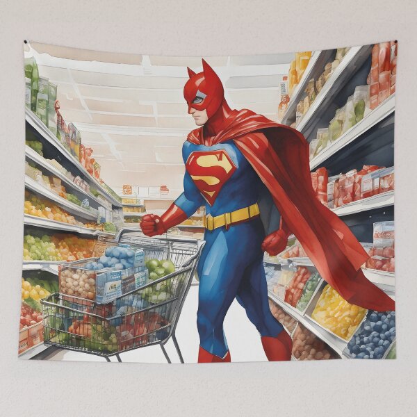 Item preview, Superhero in the supermarket, funny designed and sold by Mauswohn.