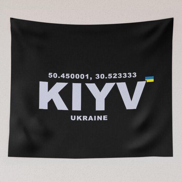 Item preview, Kiyv Ukraine with Coordinates and Small Flag designed and sold by Gevover.
