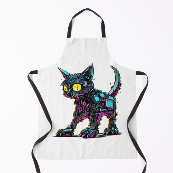 Item preview, Cyberpunk Robot Cat in Neon Colors designed and sold by SchorlCraft.