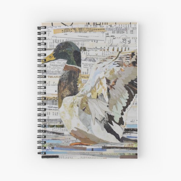Mallard Duck Collage Art CE White Art Spiral Notebook