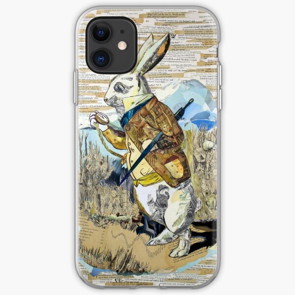 White Rabbit Alice in Wonderland Collage Art iPhone Soft Case