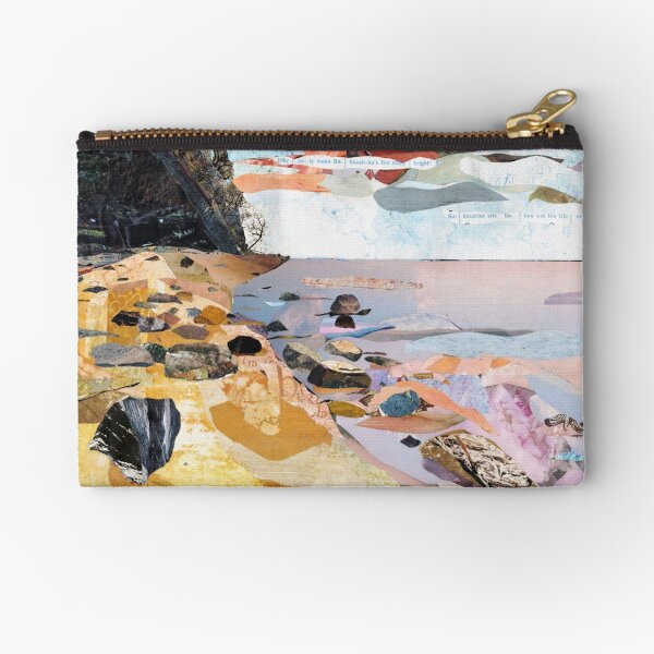 Rocky Beach Collage Art Zipper Pouch