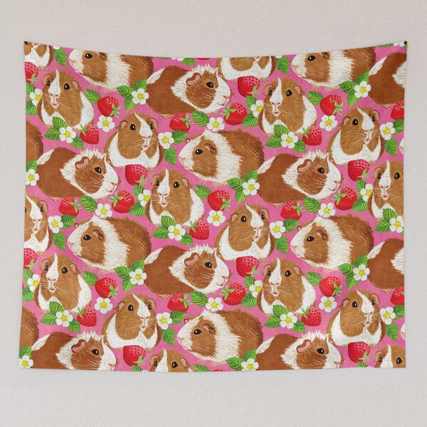 Item preview, The Sweetest Guinea Pigs with Summer Strawberries on Hot Pink designed and sold by micklyn.