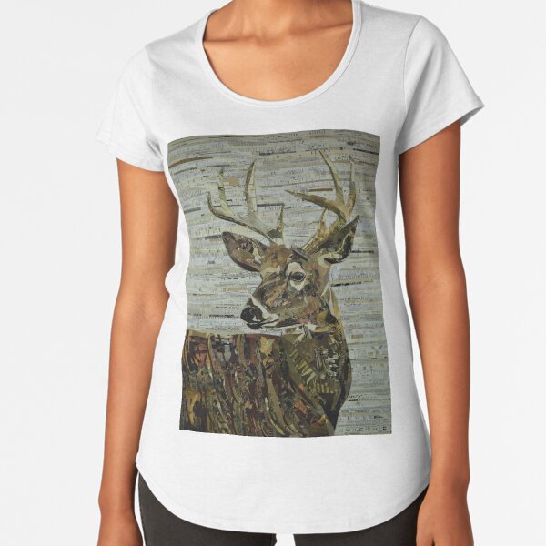 Whitetail Deer Collage Art Unique Premium Scoop T-Shirt