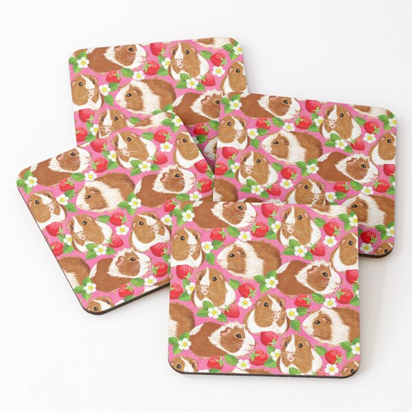 Item preview, The Sweetest Guinea Pigs with Summer Strawberries on Hot Pink designed and sold by micklyn.