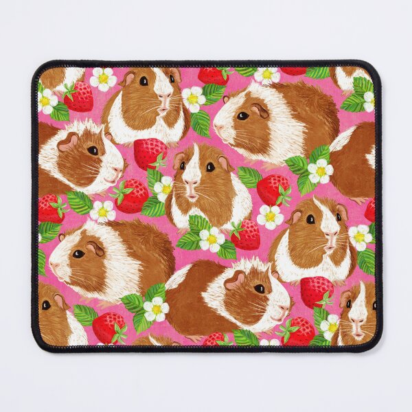 Item preview, The Sweetest Guinea Pigs with Summer Strawberries on Hot Pink designed and sold by micklyn.
