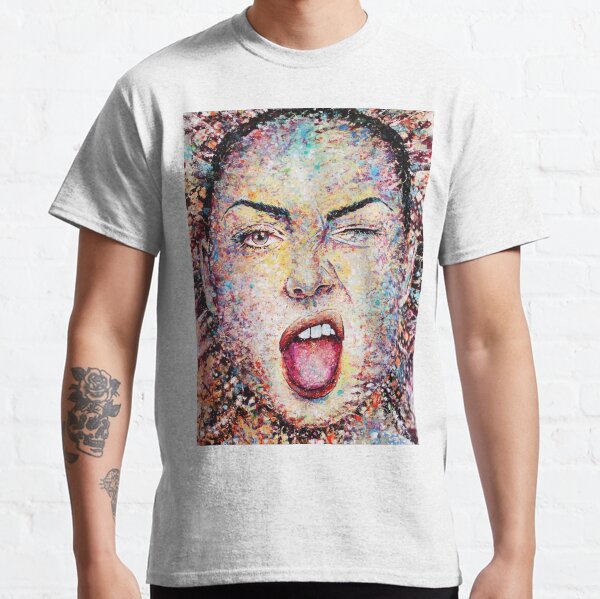 Portrait Art abstrait Peinture acrylique Clin d'œil T-shirt classique
