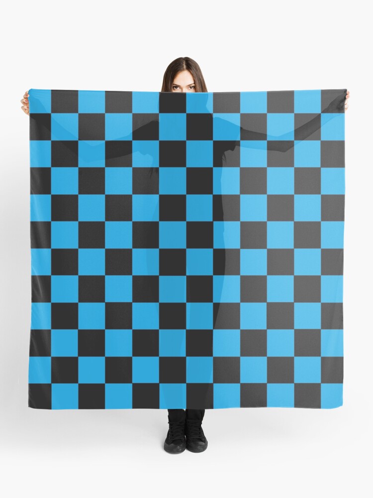 Checkered Black and Turquoise Scarf