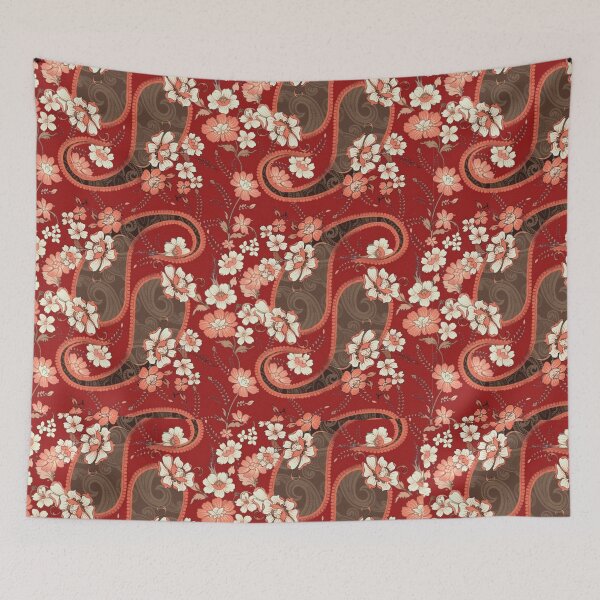 Item preview, Crimson Paisley Garden Elegance -  Flowers and Paisleys designed and sold by Wishing-Wings.