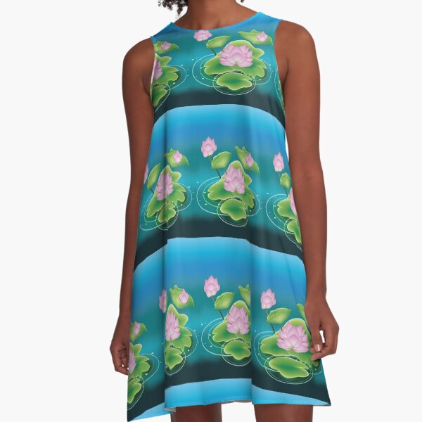 "Lotus Flower with Leaves 2" ALine Dress for Sale by AnnArtshock