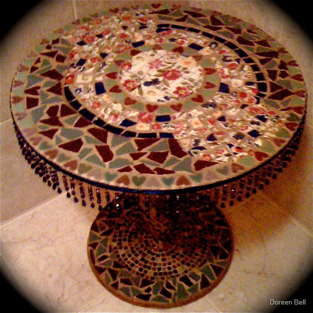 "Mosaic side table" by Doreen Bell Redbubble