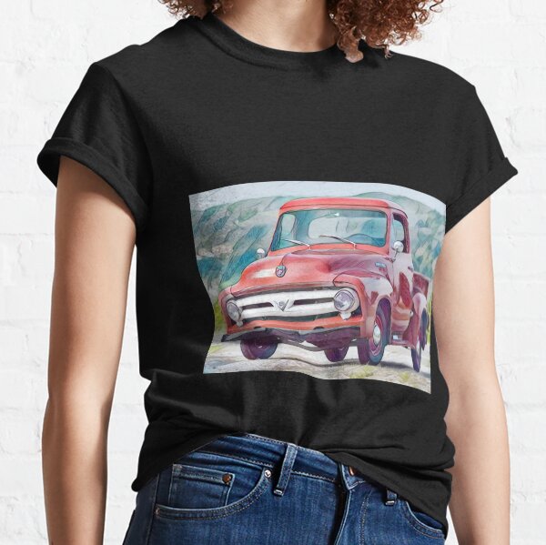 Camiseta Ford F100-V8 Feminina Preta