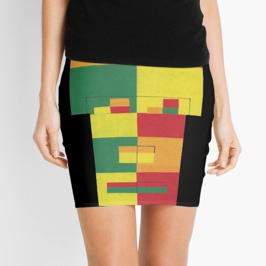 Square Fro (Facemadics abstract face colorful contemporary) Mini Skirt