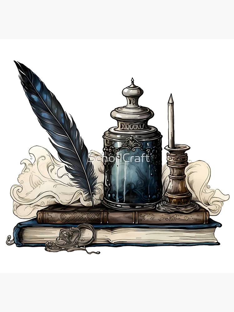 Gothic Inkpot and Quill Greeting Card for Sale by SchorlCraft