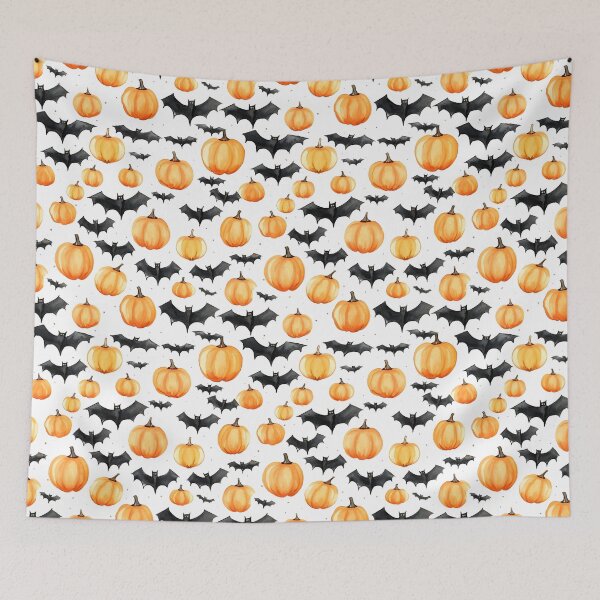 Item preview, Haunted Halloween Pumpkin & Bats Pattern - Nighttime Enchantment designed and sold by Moo7shop.