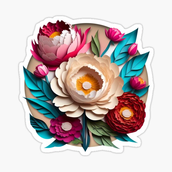 Beautiful Peony With 3D Effect Sticker