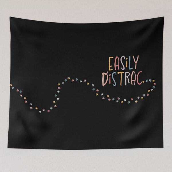 Item preview, Easily Distrac Distracted Funny Rainbow Dogs Cats Pawprints designed and sold by VermintStudio.