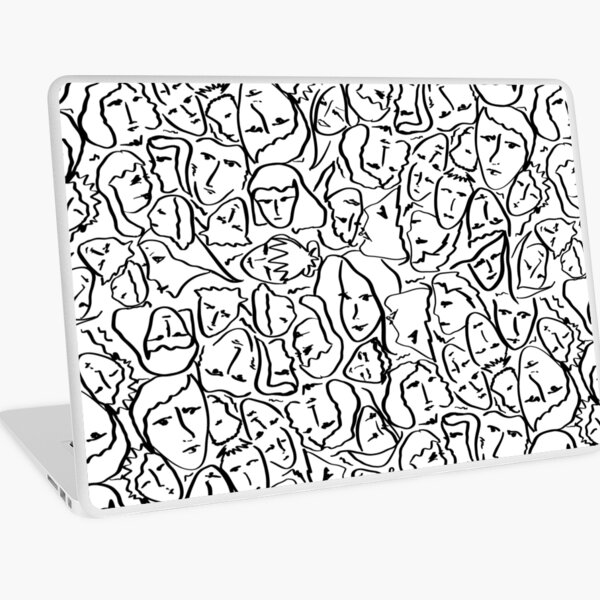 Call Me By Your Name Elios Shirt Faces in Black Outlines on White CMBYN Laptop Skin