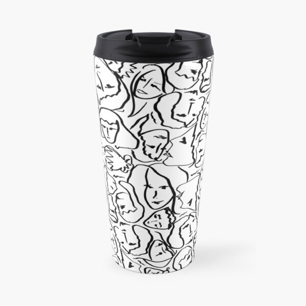 Call Me By Your Name Elios Shirt Faces in Black Outlines on White CMBYN Travel Mug