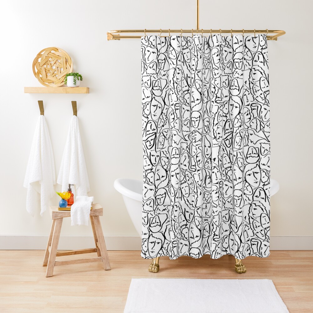 Call Me By Your Name Elios Shirt Faces in Black Outlines on White CMBYN Shower Curtain