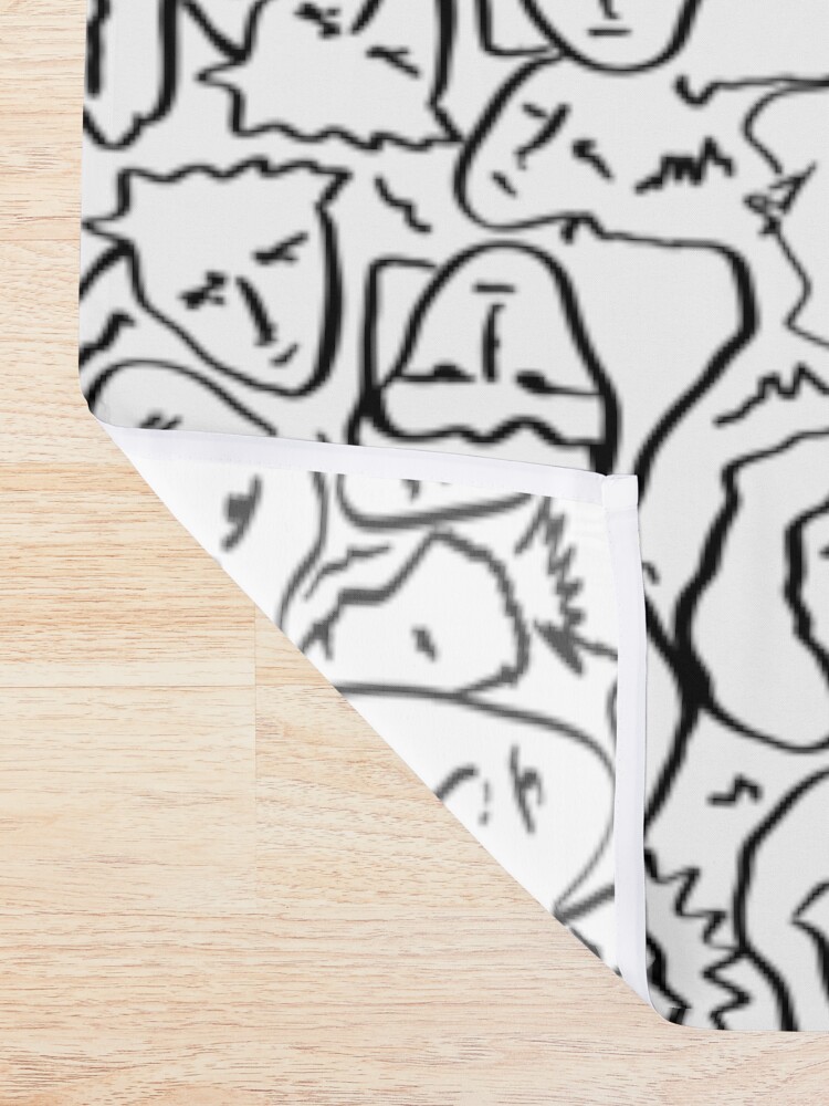Alternate view of Call Me By Your Name Elios Shirt Faces in Black Outlines on White CMBYN Shower Curtain