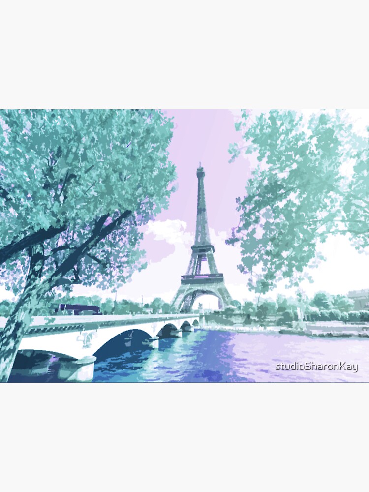 The Eiffel Tower, Paris, Turquoise, Travel Poster - France's Structural  Masterpiece Known as The Symbol of Love Sticker for Sale by  studioSharonKay