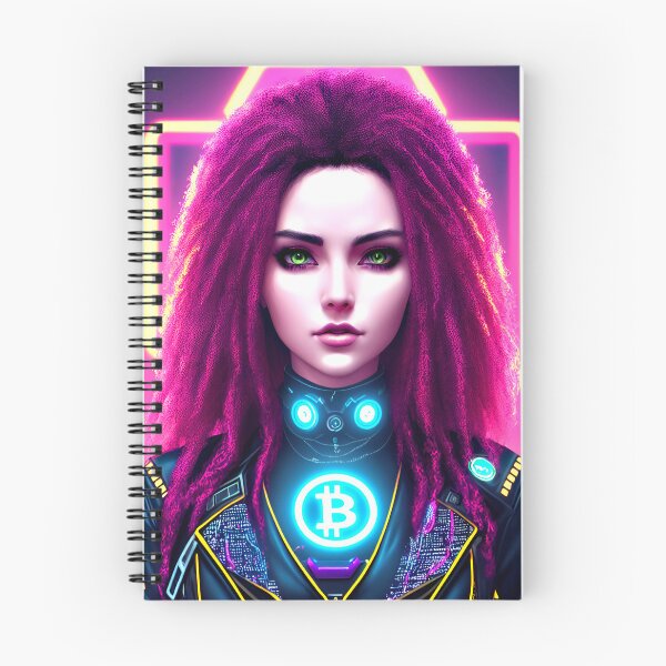 Item preview, Girl with Jacket Cyber Crypto City - Neon Futuristic Bitcoin NFT Poster designed and sold by wear4gamers.