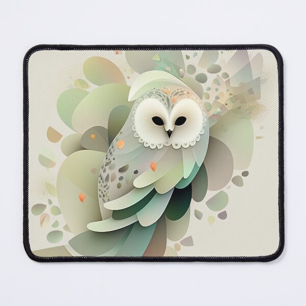 Item preview, Owl & Abstract Floral Fusion - Black, Beige & Green Calligraphy Art designed and sold by PaintbrushPlace.
