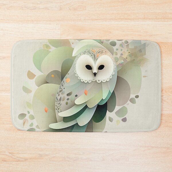 Item preview, Owl & Abstract Floral Fusion - Black, Beige & Green Calligraphy Art designed and sold by PaintbrushPlace.