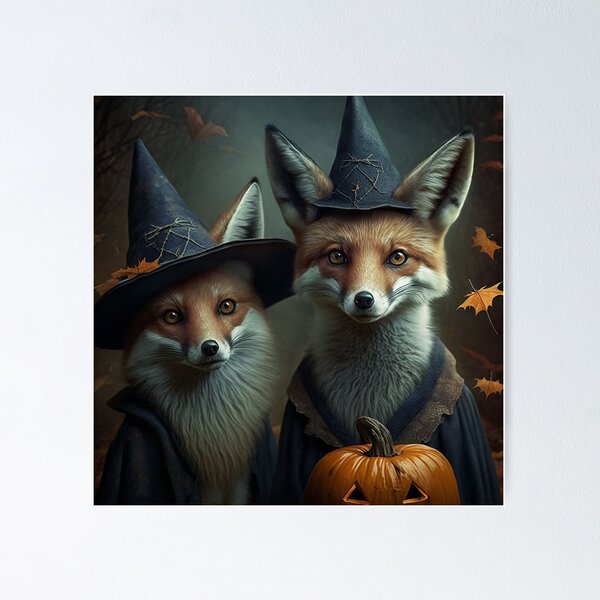 Item preview, Two foxes dressed as witches designed and sold by naturemenagerie.