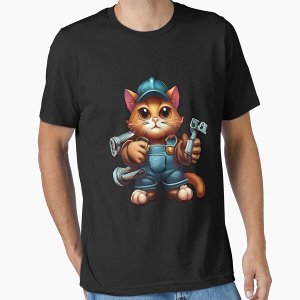 Artikel-Vorschau von Klempnerkatze mit Schraubenschlüssel, designt und verkauft von PlayfulPrintLab.
