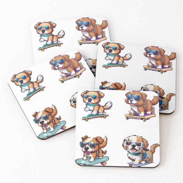 Item preview, Puppy Sketboard Pixel Sticker - cute dog sunglasses Funny designed and sold by CoolFuture.
